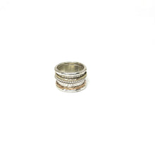 Load image into Gallery viewer, Silver, Gold Spinning Ring,Silver Meditation Ring, Statement Spinner Rings,Topaz Jewelry
