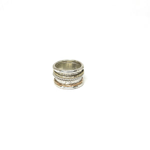 Silver, Gold Spinning Ring,Silver Meditation Ring, Statement Spinner Rings,Topaz Jewelry