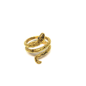 Gold Snake Ring, Stainless Steel Gold Snake Ring, Topaz Jewelry