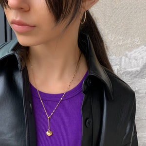 Heart Lariat Necklace,Adjustable Heart Lariat Necklace,18K Gold Stainless Steel Lariat Necklace,Topaz Jewelry