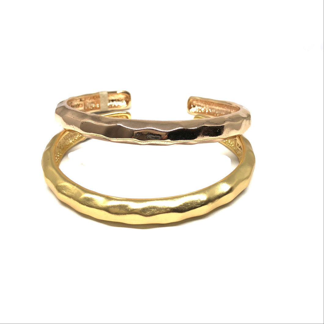 Hammered Gold Plated Cuff,Hammered Rose Gold Thin Cuff  - Topaz Jewelry