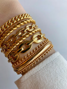 Cuban Chain Cuff Bracelet,Gold Link Chain Cuff Bracelet,TopazJewelry