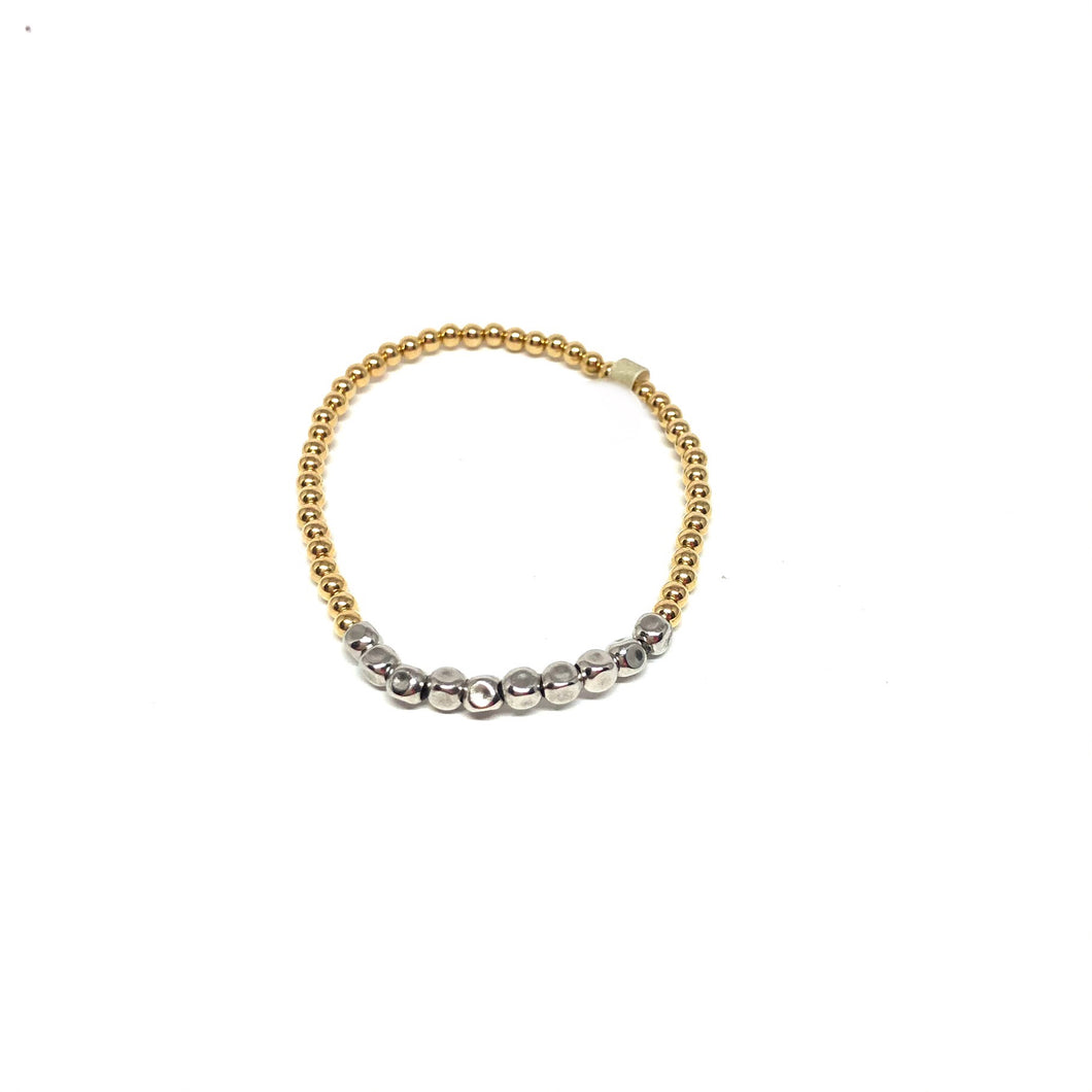 Mix Sterling Silver Gold Filled Stretch Bracelet, Topaz Jewelry