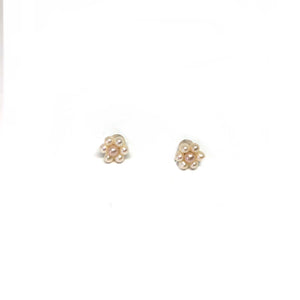 14K Gold Freshwater Pearls Post Earrings,Flower Shape Pearl Studs Earrings,Topaz Jewelry 