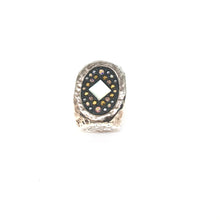 Load image into Gallery viewer, Hammered Silver  Ring, Electroform Ring, Swarovski Statement Ring ,Topaz Jewelry
