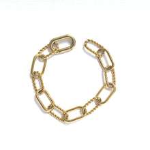 Load image into Gallery viewer, Stainless Steel Link Bracelet,Gold Links Bracelet,Textured Bracelet,Topaz Jewelry
