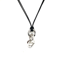 Load image into Gallery viewer, Black Leather Magnet Clasp Necklace,Triple Links Necklace - Topaz Jewelry
