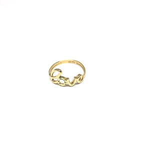 10K Gold Love Script Ring, Gold Love Ring, - Topaz Jewelry