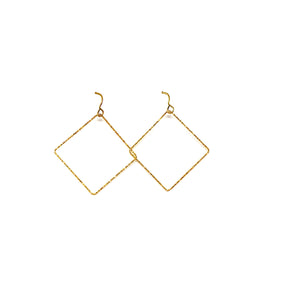 Gold Vermeil  Square Light Weight Drop Earrings - Topaz  Jewelry 