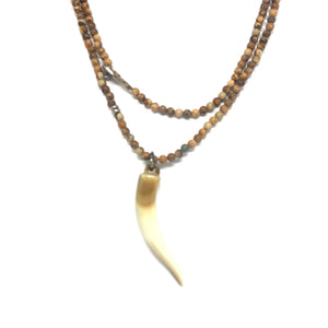 Sandalwood Horn Necklace - Topaz Jewelry