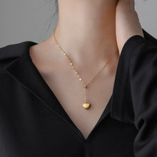 Load image into Gallery viewer, Heart Lariat Necklace,Adjustable Heart Lariat Necklace,18K Gold Stainless Steel Lariat Necklace,Topaz Jewelry
