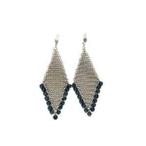 Blue Crystal Statement Earrings,Statement Mesh Earrings - Topaz Jewelry