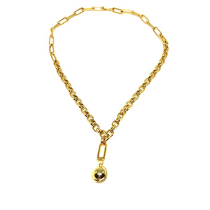 Gold Plated Links Chain Ball Necklace,Gold Ball Necklace,Gold Ball Pendant Necklace,Topaz Jewelry