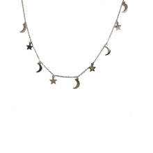 Load image into Gallery viewer, Sterling Silver Star Moon Necklace,Star Moon Charms Necklace  - Topaz Jewelry

