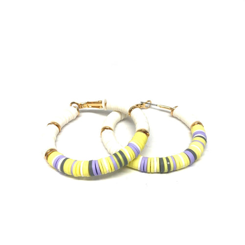 Yellow Beaded Hoop Earrings, Colorful Hoop Earrings - Topaz Jewelry