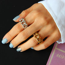 Load image into Gallery viewer, Gold Plated Chain Ring ,Link Chain Adjustable Ring, Topaz Jewelry 

