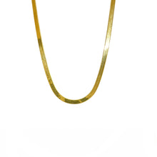 Load image into Gallery viewer, Harringbone Gold Flat Necklace,Flat Shiny Gold Snake Necklace,Topaz Jewelry
