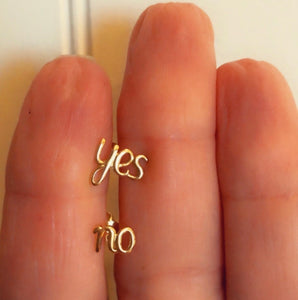 Yes No 10K Gold  Stud Earring - Topaz Jewelry