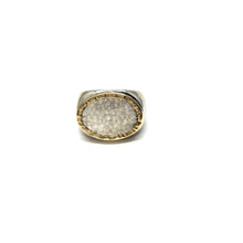 Load image into Gallery viewer, Silver- Gold Oval Ring, Silver Hammered Oval Ring - Topaz Jewelry
