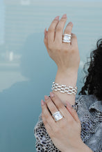 Load image into Gallery viewer, Sterling Silver Links Bracelet,Silver Statement Bracelet,Topaz Jewelry
