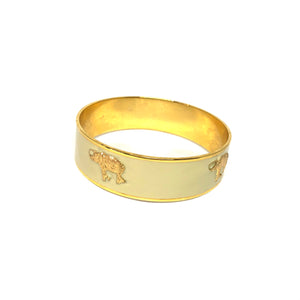 Ivory Colour Gold Plated Elephant Enamel Bangle,Elephant Enamel Bangle,Topaz Jewelry