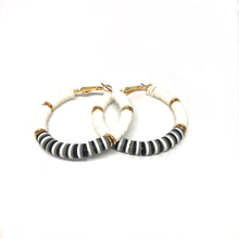 Load image into Gallery viewer, Black &amp; White  Hoop Earrings - Topaz Jewelry
