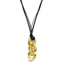Load image into Gallery viewer, Black Leather Magnet Clasp Necklace,Triple Links Necklace - Topaz Jewelry
