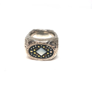Hammered Silver  Ring, Electroform Ring, Swarovski Statement Ring ,Topaz Jewelry