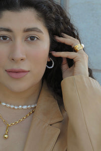 Dainty Pearls Hoop Earrings,Topaz Jewelry 