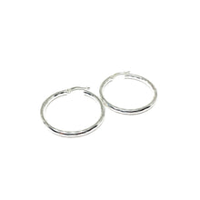 Load image into Gallery viewer, Sterling Silver Diamond Cut Hoop Earrings, 35mm Silver Hoop Earrings,Topaz jewelry
