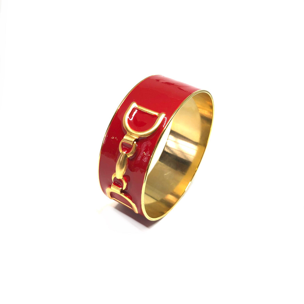 Red Gold Plated Enamel Bangle,Horse Bite Enamel Bangle,Topaz Jewelry