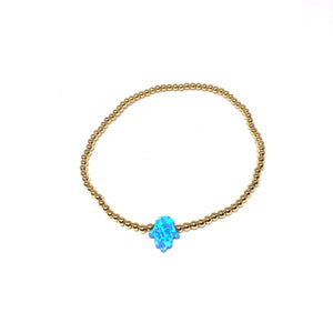 Opal Hamsa Anklet ,Blue Hamsa Anklet,Gold Anklet,Stretch Anklet- Topaz Jewelry