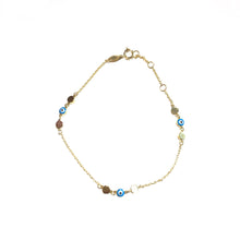 Load image into Gallery viewer, 10K Solid Gold Evil Eye Bracelet,Topaz Jewelry
