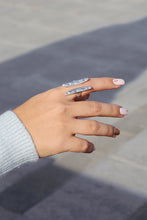 Load image into Gallery viewer, Silver Statement Ring, Open Face Ring, Open Bar Silver Ring, Topaz Jewelry
