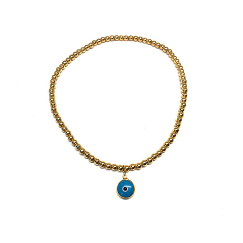 Blue Eye Stretchy Gold Anklet,Eye Anklet ,Evil Eye Anklet- Topaz Jewelry