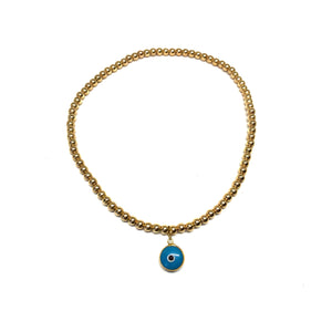 Blue Eye Stretchy Gold Anklet,Eye Anklet ,Evil Eye Anklet- Topaz Jewelry