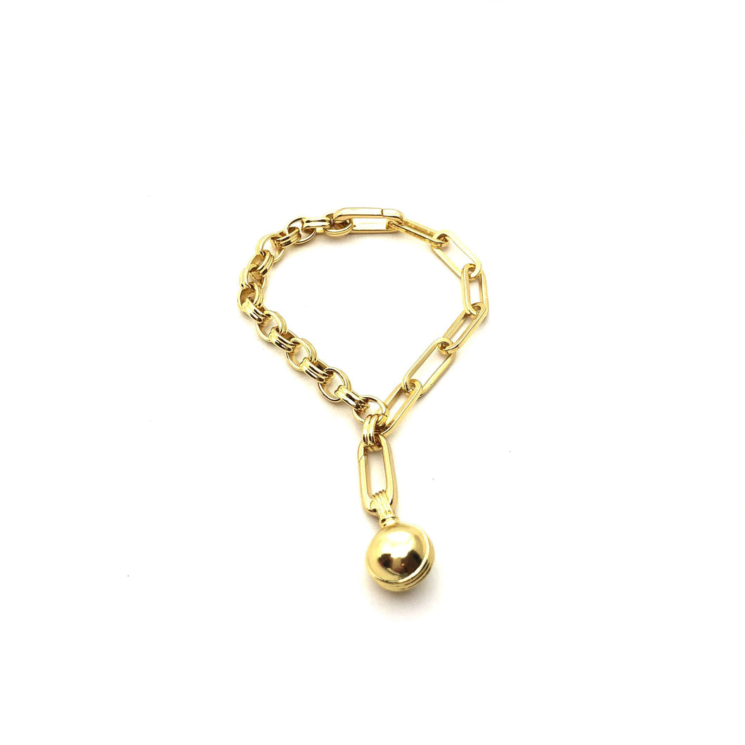 Gold Plated Link Chain Bracelet,Ball Charm Bracelet,Detachable Charm Bracelet,Topaz Jewelry
