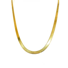 Load image into Gallery viewer, Harringbone Gold Flat Necklace,Flat Shiny Gold Snake Necklace,Topaz Jewelry
