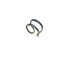 Load image into Gallery viewer, Double Line Black Turquoise Ring - Topaz Jewelry
