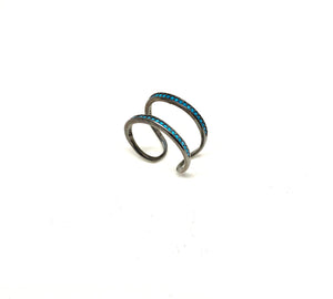 Double Line Black Turquoise Ring - Topaz Jewelry