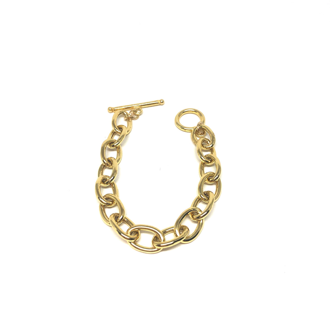 Gold Plated Links Bracelet, Oval Links Bracelet,Chunky Gold Bracelet,Topaz Jewelry