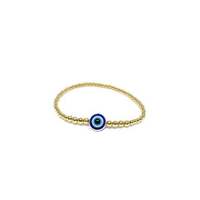 Load image into Gallery viewer, Blue Evil Eye bracelet,Evil Eye Stretch Gold Balls Bracelet,Topaz Jewelry
