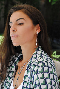 Silver Shoulder Duster Earrings - Topaz Jewelry