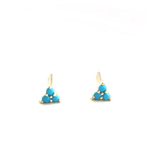 Load image into Gallery viewer, Turquoise Studs Earrings,14 Karat Tripod Studs Earrings,Tiny Tripod Earrings,Topaz Jewelry 
