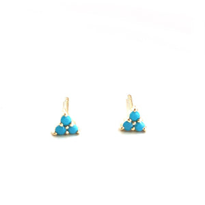 Turquoise Studs Earrings,14 Karat Tripod Studs Earrings,Tiny Tripod Earrings,Topaz Jewelry 