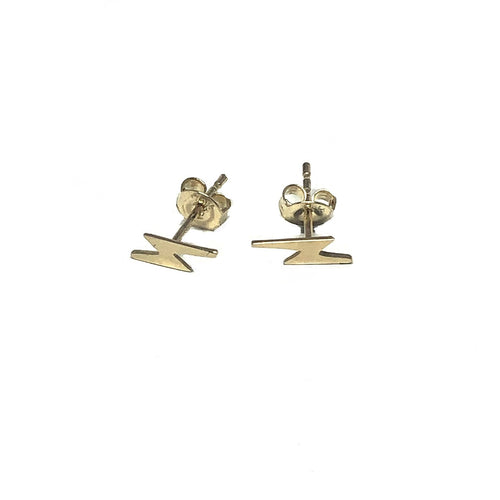 Lightning Bolt Studs Earrings,10K Yellow Gold Post Earrings - Topaz Jewelry