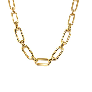 Gold Plated Oval Links Necklace,Short Link Necklace - Topaz Jewelry