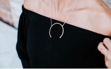 Load image into Gallery viewer, Large Hammered Gold Filled Horseshoe Necklace - Topaz Jewelry
