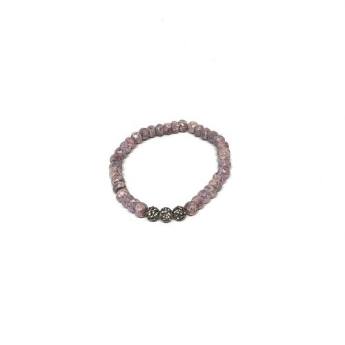 Pink Silverite Stones Stretch Bracelet,Stackable Pink,Silver Stretch Bracelet,Topaz Jewelry
