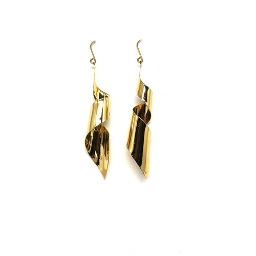 Gold Plated Statement Earrings,Twirl Gold Earrings ,Twisted Gold Earrings